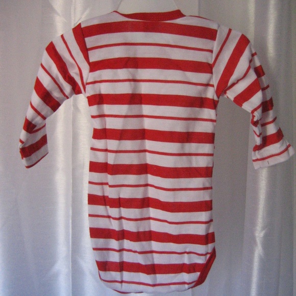 Holiday Red & White Striped Unisex Infant One Piece Body Suit Cotton Sz 3-6M NW - Picture 4 of 5